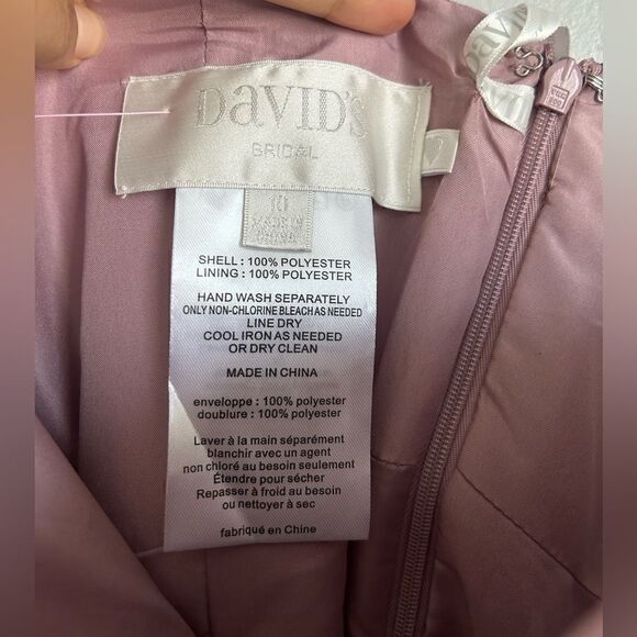 NWT David’s Bridal Strapless Chiffon Gown in Quartz - Picture 11 of 13